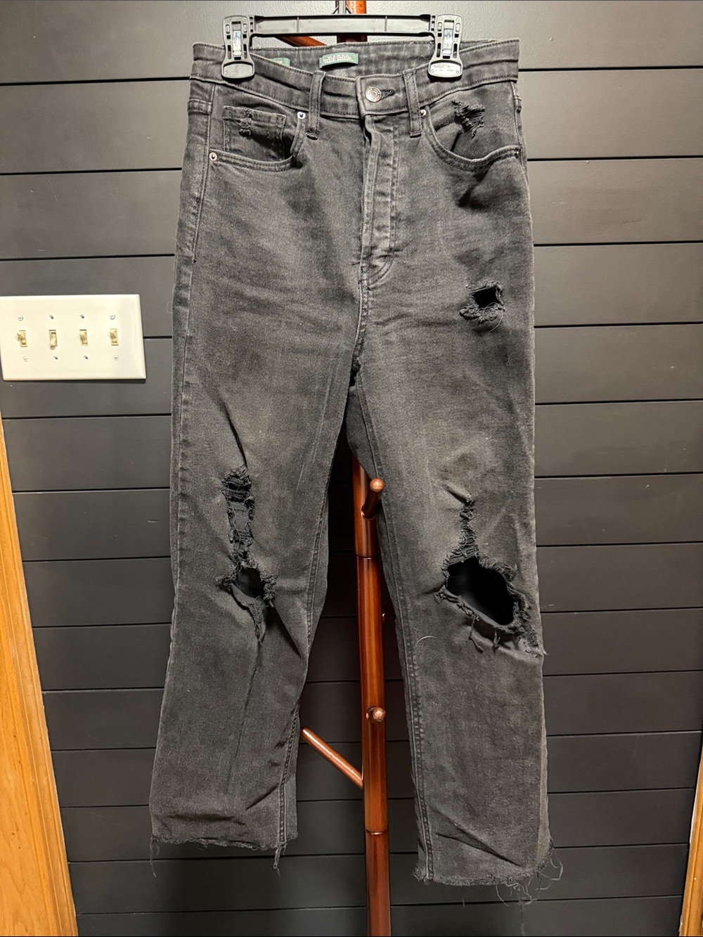 wild fable Washed Black Slim Straight Distressed Jeans